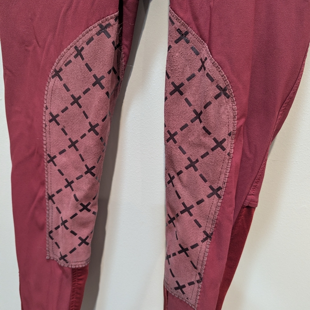 Equestrian Performance Riding Tights - Burgundy - image 4